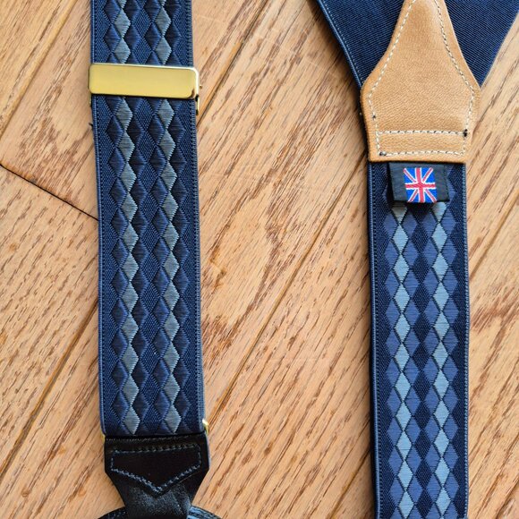 Albert Thurston Blue Diamond Argyle Elastic Suspenders - Picture 3 of 15